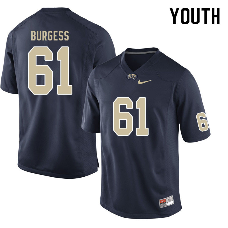 Youth #61 Brian Burgess Pitt Panthers College Football Jerseys Sale-Navy